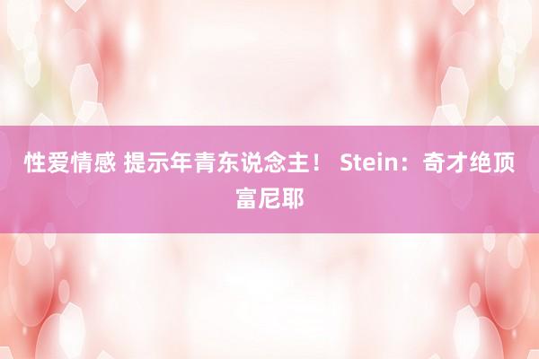 性爱情感 提示年青东说念主！ Stein：奇才绝顶富尼耶