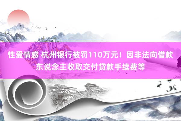 性爱情感 杭州银行被罚110万元！因非法向借款东说念主收取交付贷款手续费等