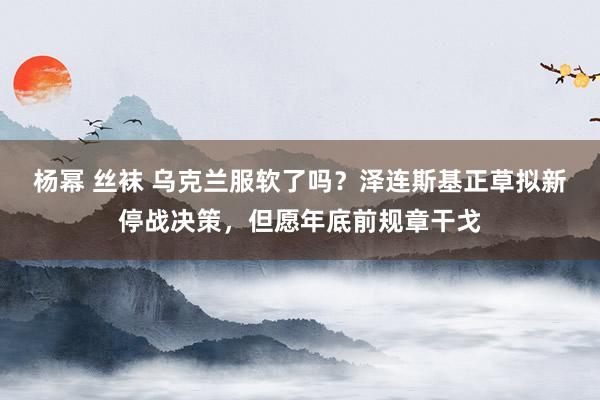 杨幂 丝袜 乌克兰服软了吗？泽连斯基正草拟新停战决策，但愿年底前规章干戈