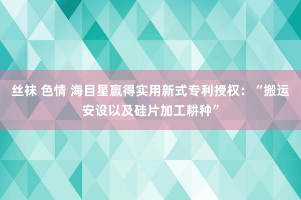 丝袜 色情 海目星赢得实用新式专利授权：“搬运安设以及硅片加工耕种”