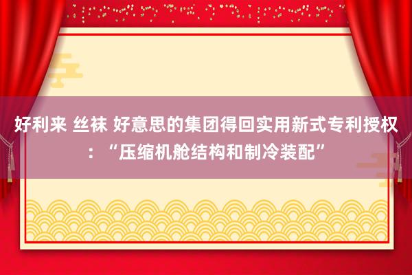 好利来 丝袜 好意思的集团得回实用新式专利授权：“压缩机舱结构和制冷装配”