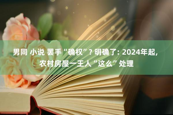 男同 小说 罢手“确权”? 明确了: 2024年起， 农村房屋一王人“这么”处理