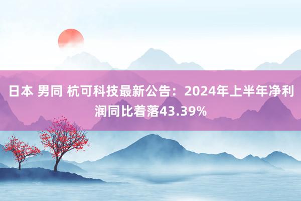 日本 男同 杭可科技最新公告：2024年上半年净利润同比着落43.39%