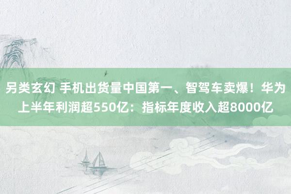 另类玄幻 手机出货量中国第一、智驾车卖爆！华为上半年利润超550亿：指标年度收入超8000亿